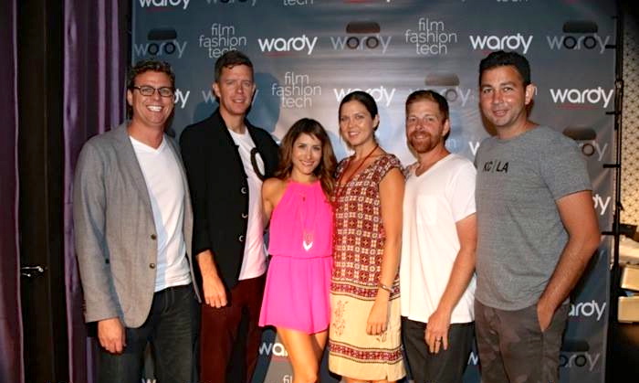 Brian Toone, Chris Palmer, Actress Adrieanne Perez, Designer E.B. Brooks, Andy Bond and Matthew Krentz Actress Adrieanne Perez Wardy Event at Sadie Lounge in Los Angeles, CA 2015