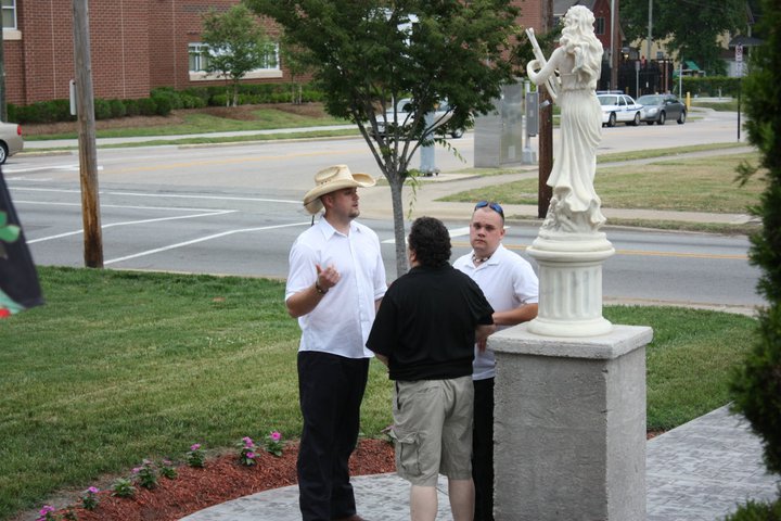 James Magnum Cook discussing security details at his Daughter's Wedding in Virginia. Also pictured is Magnum's Models Chief of Security AJ Rees and New Security Specialist T.J. Norris. If you look closely you will notice there are even Police