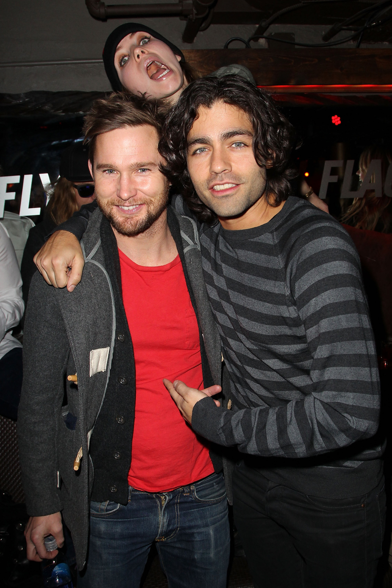 Brian Geraghty, Skylar Grey and Adrian Grenier at the Lil Jon Birthday Party at Downstairs Bar on January 17, 2013 in Park City, Utah.