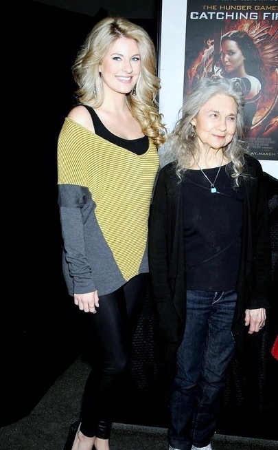 Stephanie Leigh Schlund and Lynn Cohen attend 'The Hunger Games: Catching Fire' DVD release celebration with fans on March 6, 2014.