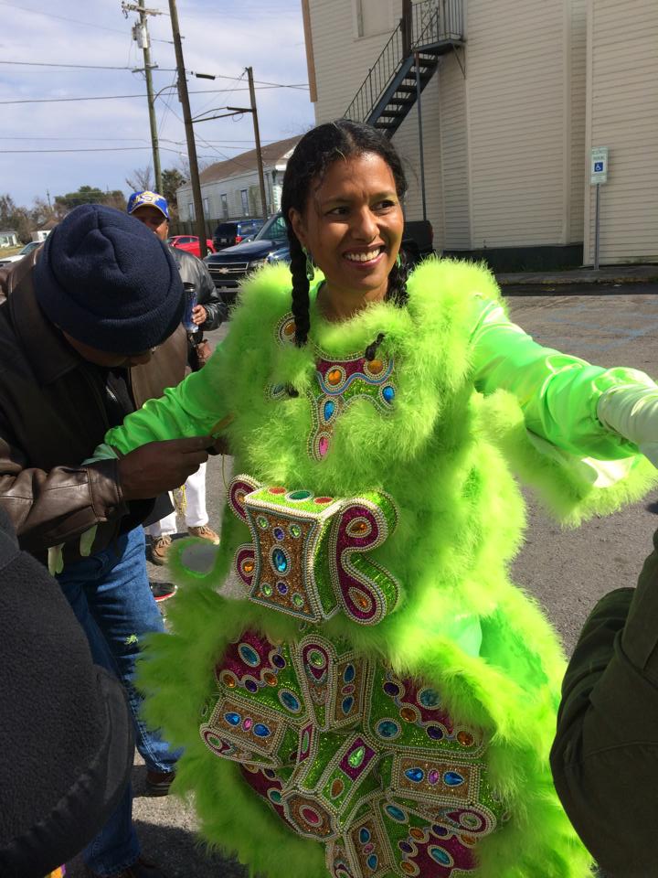 Hand Sewn Beadwork and Costume Design, New Orleans Mardi Gras Indian Tradition Carnival 2015 Design by Chief Marlon Sennette