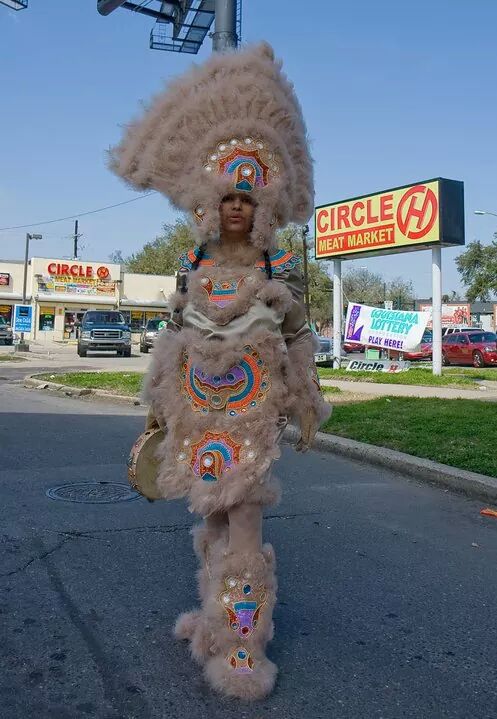 Mardi Gras Day, New Orleans, LA Big Queen Yellow Pocahontas Gina Montana