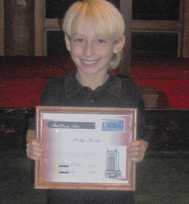 Nicky Korba receiving the Best Actor Award for his role as Cade in the Independent short film 