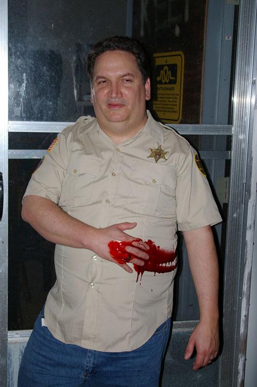 James Magnum Cook as Sheriff Jake Madison on the set of 
