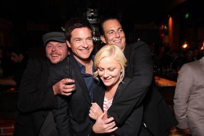 Jason Bateman, Will Arnett, Simon Pegg and Amy Poehler at event of Extract (2009)