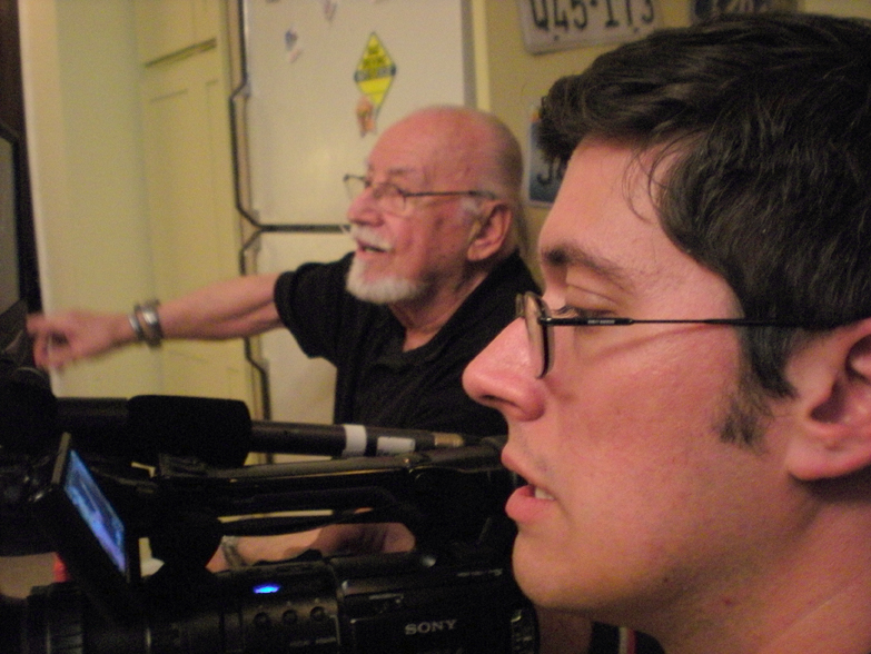 Gary Lester on location with director Ted V. Mikels