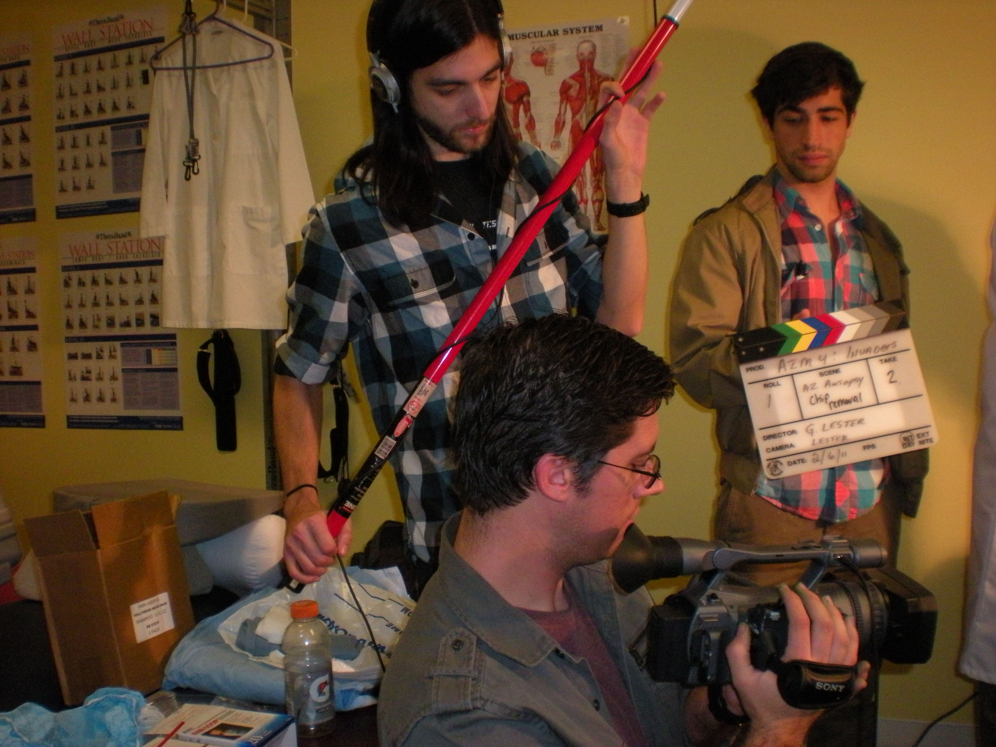Second unit director Gary Lester (foreground) on location for Ted V. Mikels' Astro Zombies M4: Invaders From Cyberspace