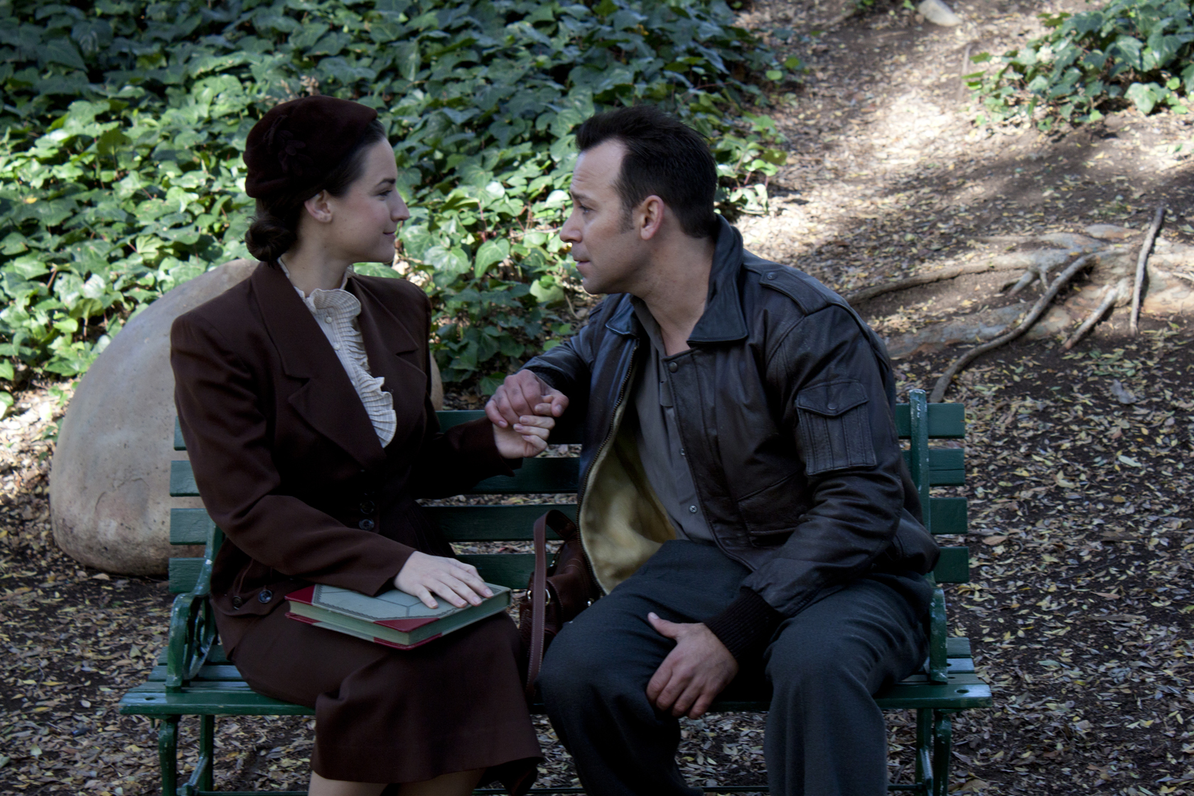 On the set of Speakeasy, Patrick Lazzara as Nate and Jerin Forgie as Kelly