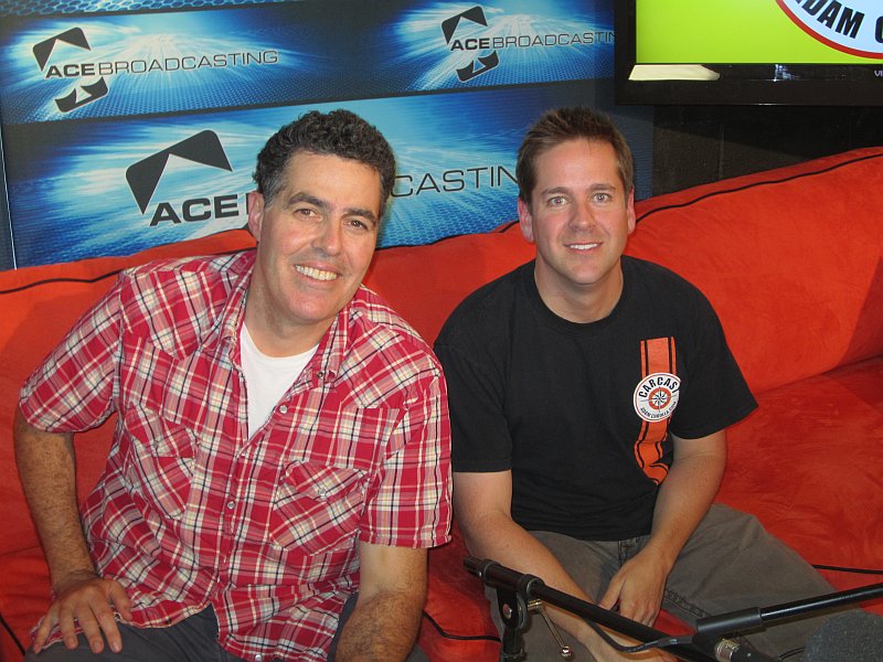Adam Carolla and Matt D'Andria, hosts of the automotive podcast show, 