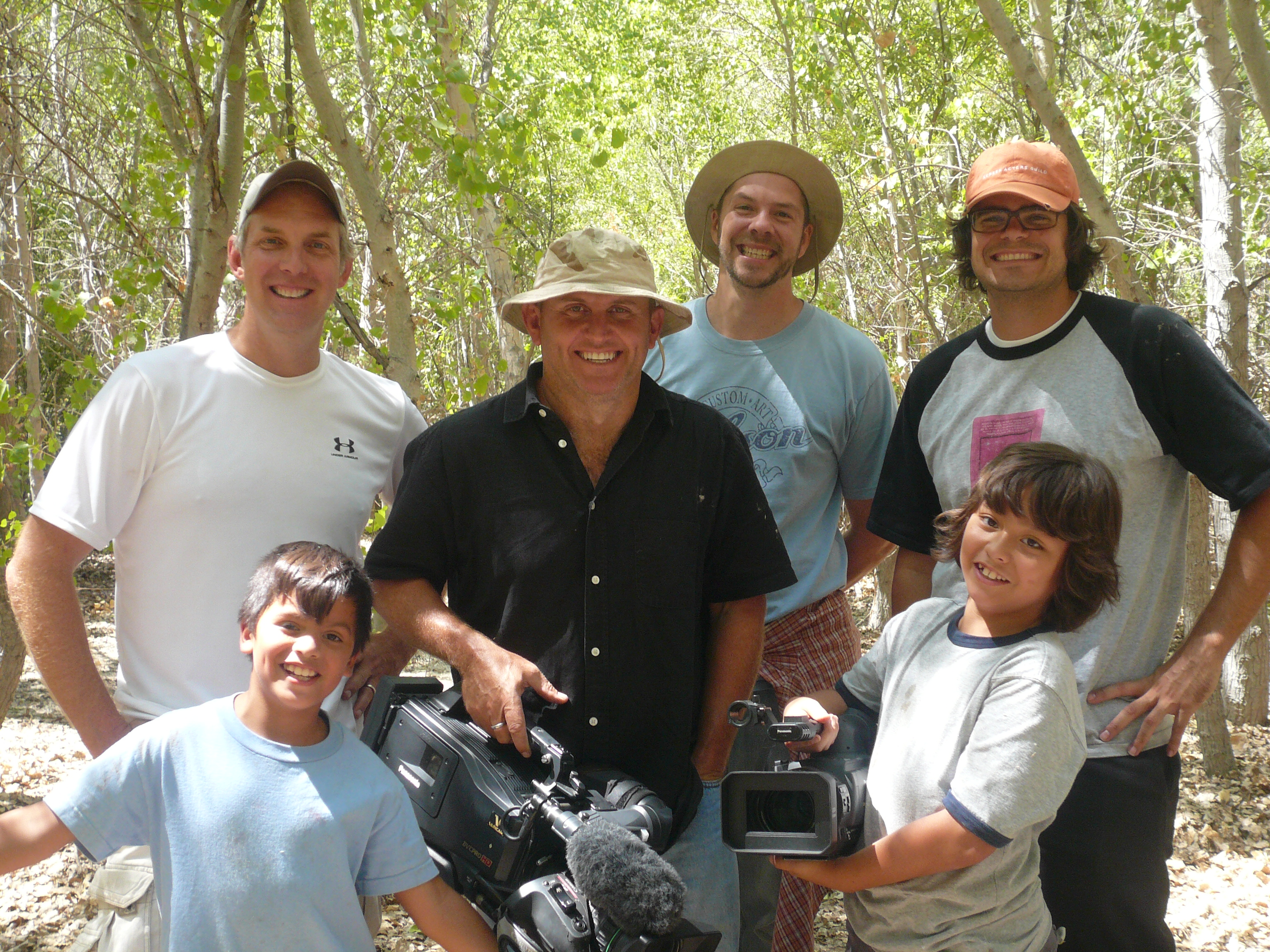 National Geographic 3- Hunter & Hunted: Dragon King & In the Jaws Episodes #12&16; Series #23-26-Komodo Dragons: (L-R) Geoff Luck-Dir, JR Landers, Chris-cameraman, Cole-2nd AD, JP-2nd Cameraman, Adrian Schemm holding camera