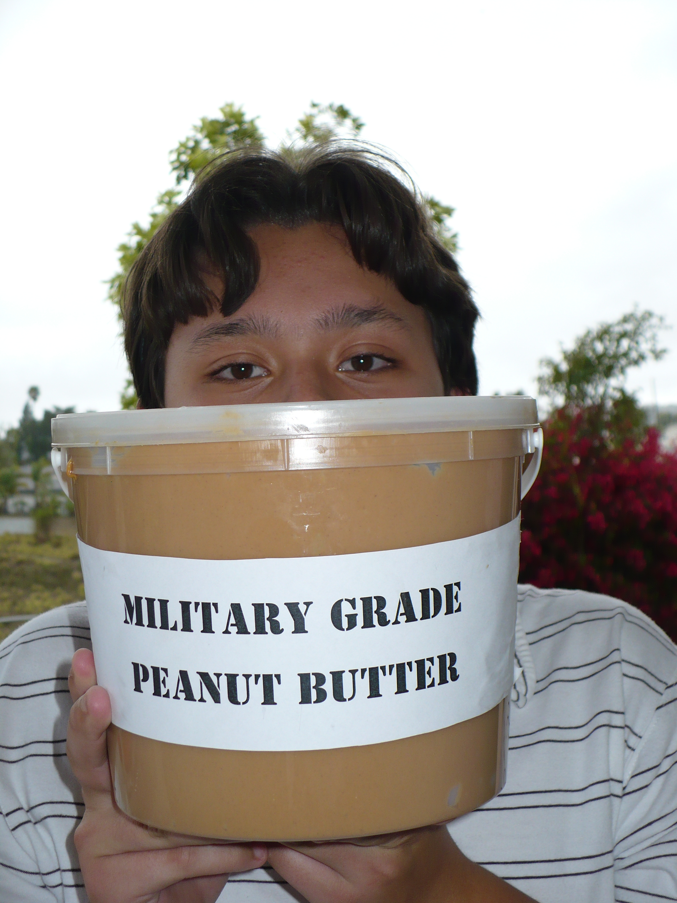 Peanut Butter Girl: Adrian Schemm with 'Military Grade' bucket of Peanut Butter!