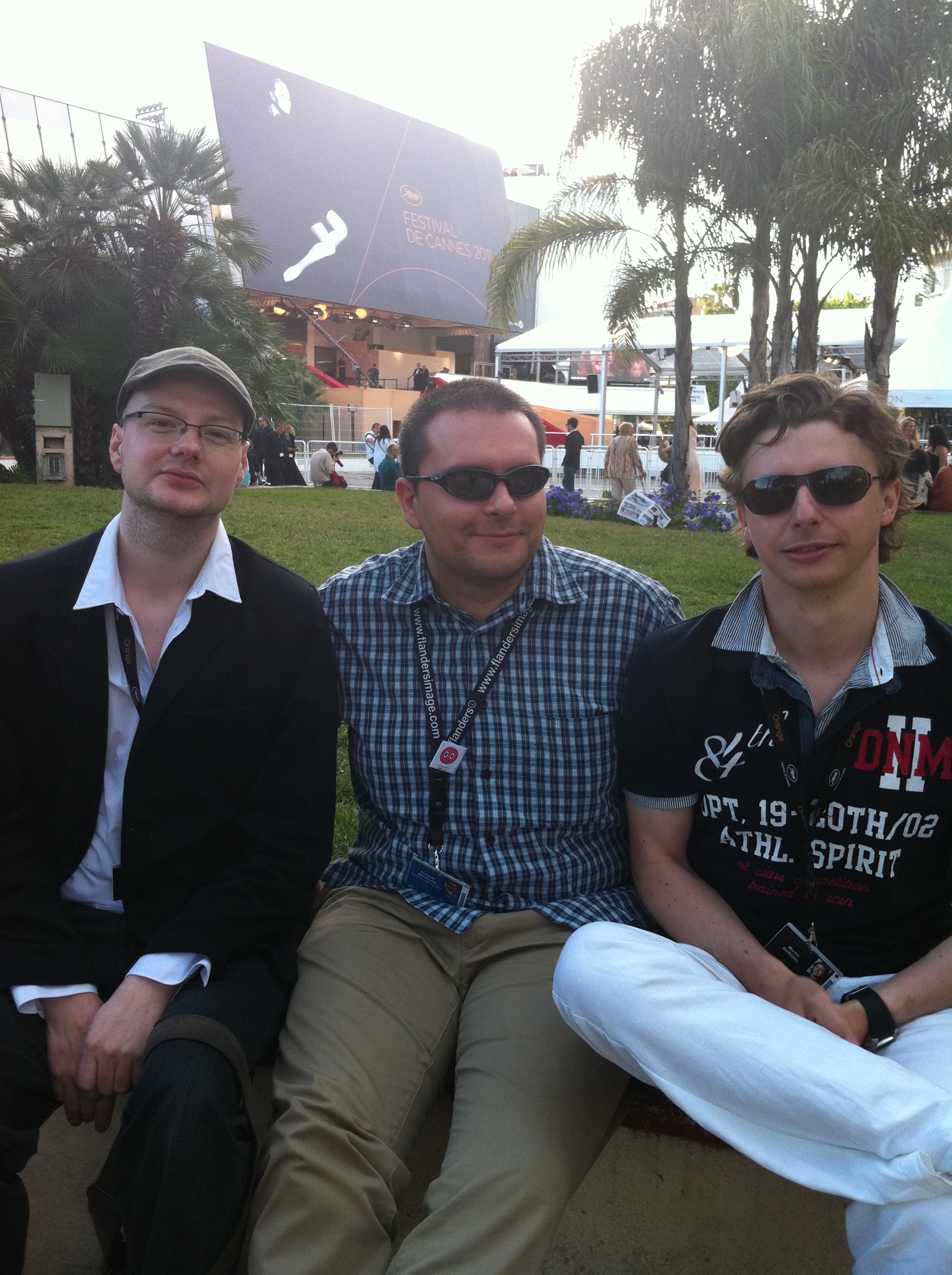 Andreas Cyrenius with producer Dominik Mietelka and director Martin Bargiel at the Festival de Cannes 2011.