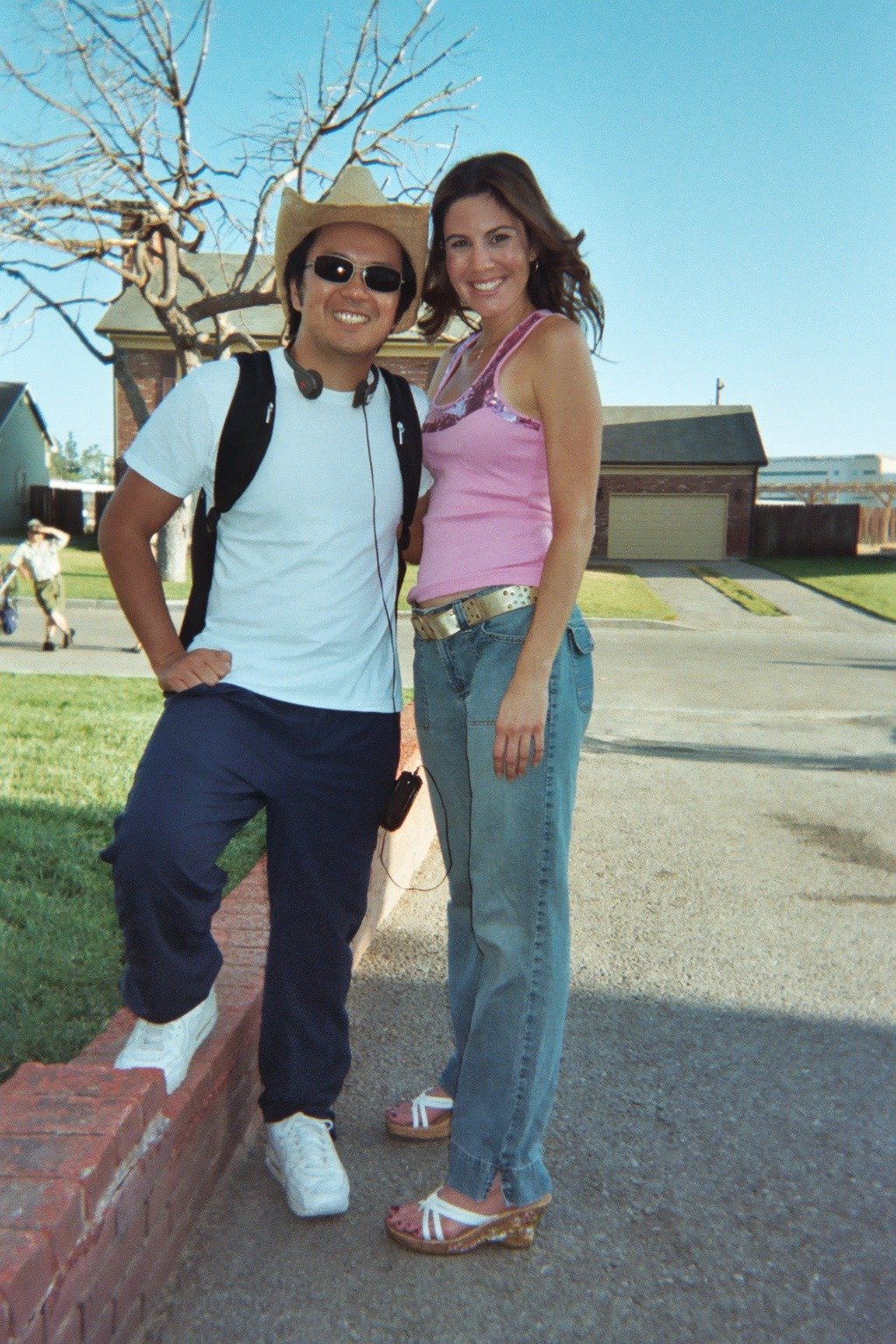 Director Justin Lin [Fast & The Furious] and actress, Karen Weza, on the set of 