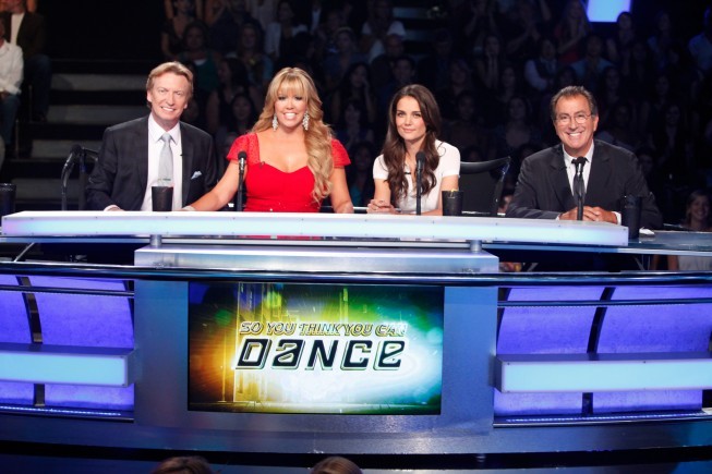 Still of Katie Holmes, Nigel Lythgoe, Kenny Ortega and Mary Murphy in So You Think You Can Dance (2005)