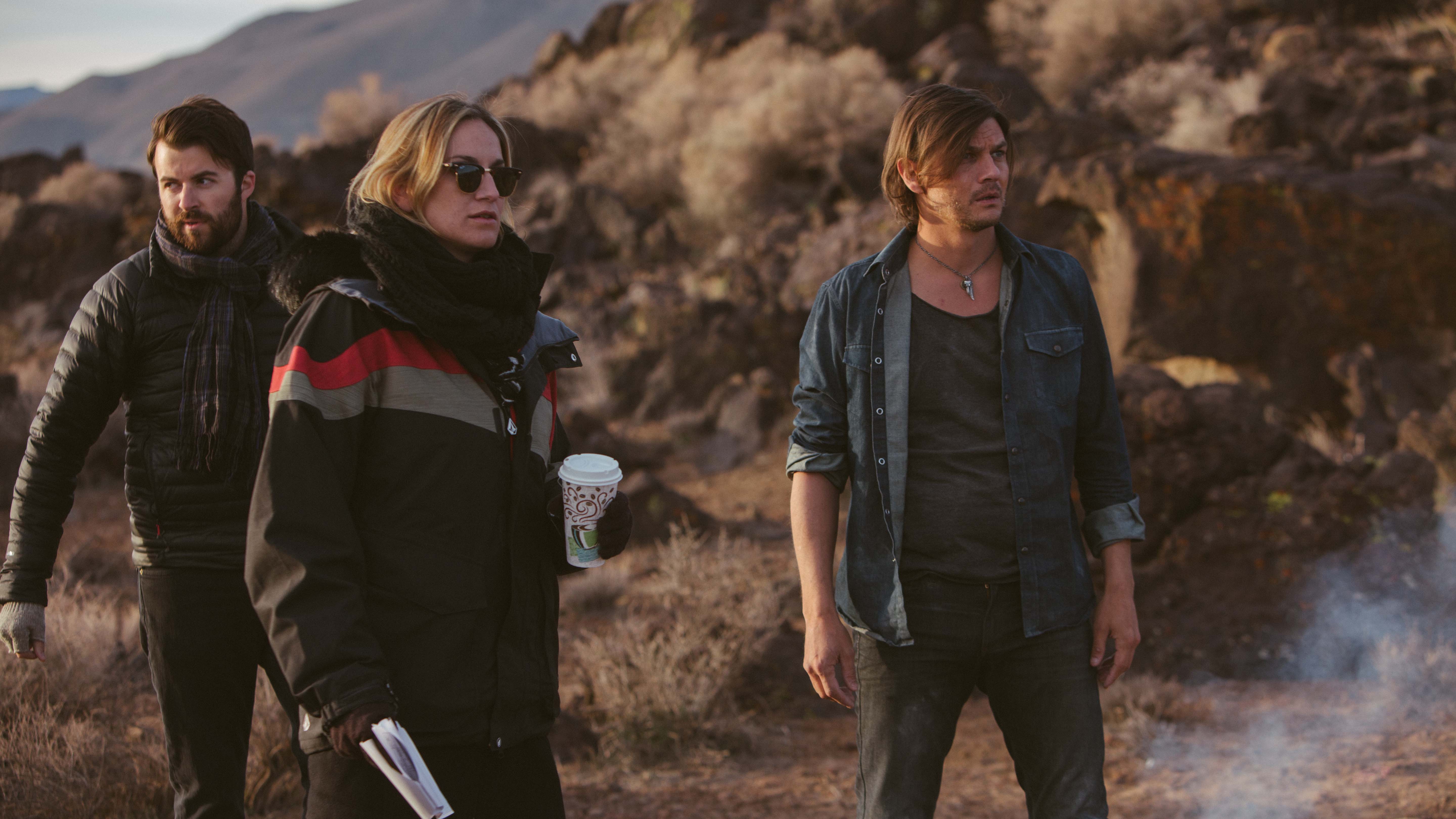 Director Ashley Avis on the set of Deserted