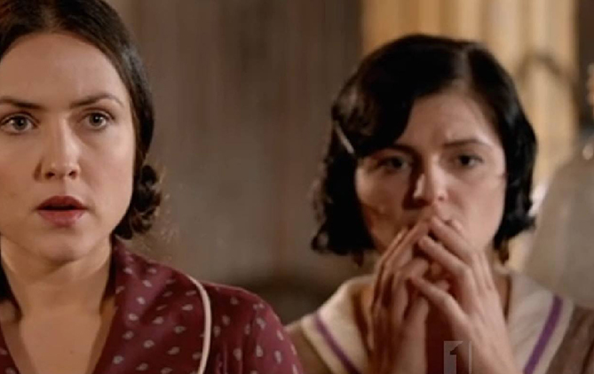 Alicia Pavlis in ABC's Miss Fisher's Murder Mysteries with Jane Harber (left)