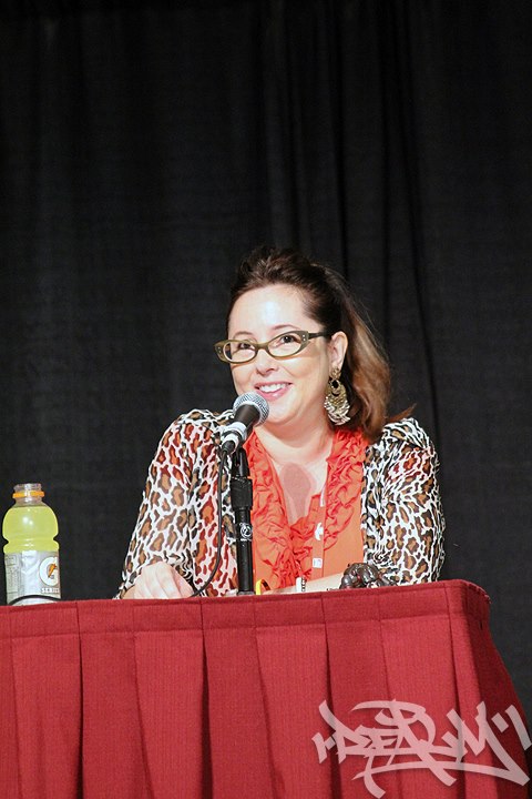 Elisabeth Fies speaking at the Stunts panel PowerMorphicon August 2012