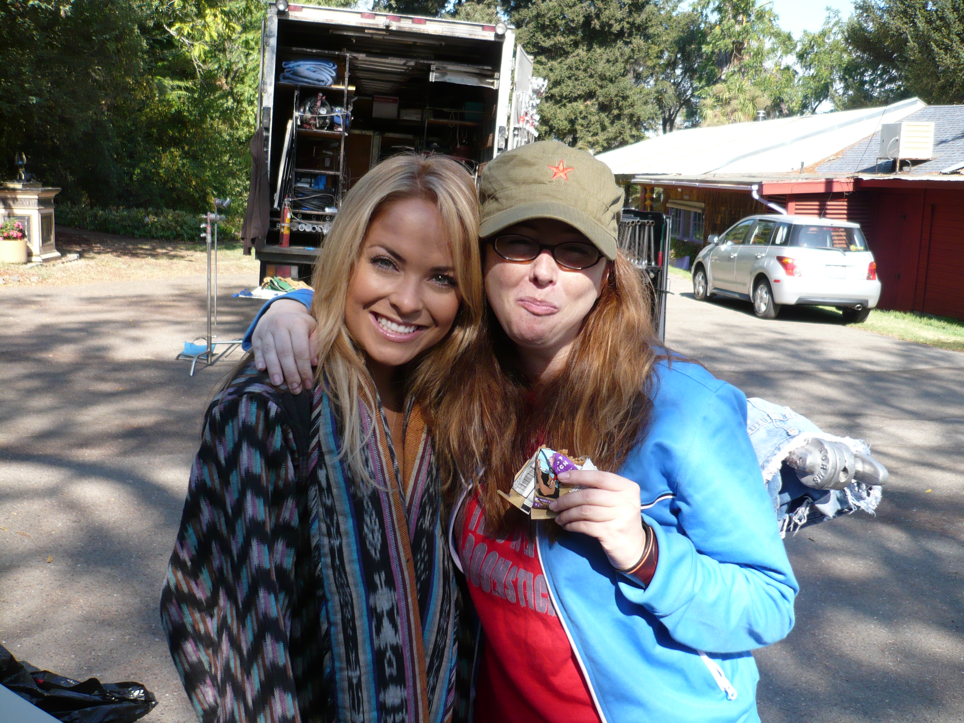 Director Elisabeth Fies and star Chauntal Lewis on the set of THE COMMUNE.