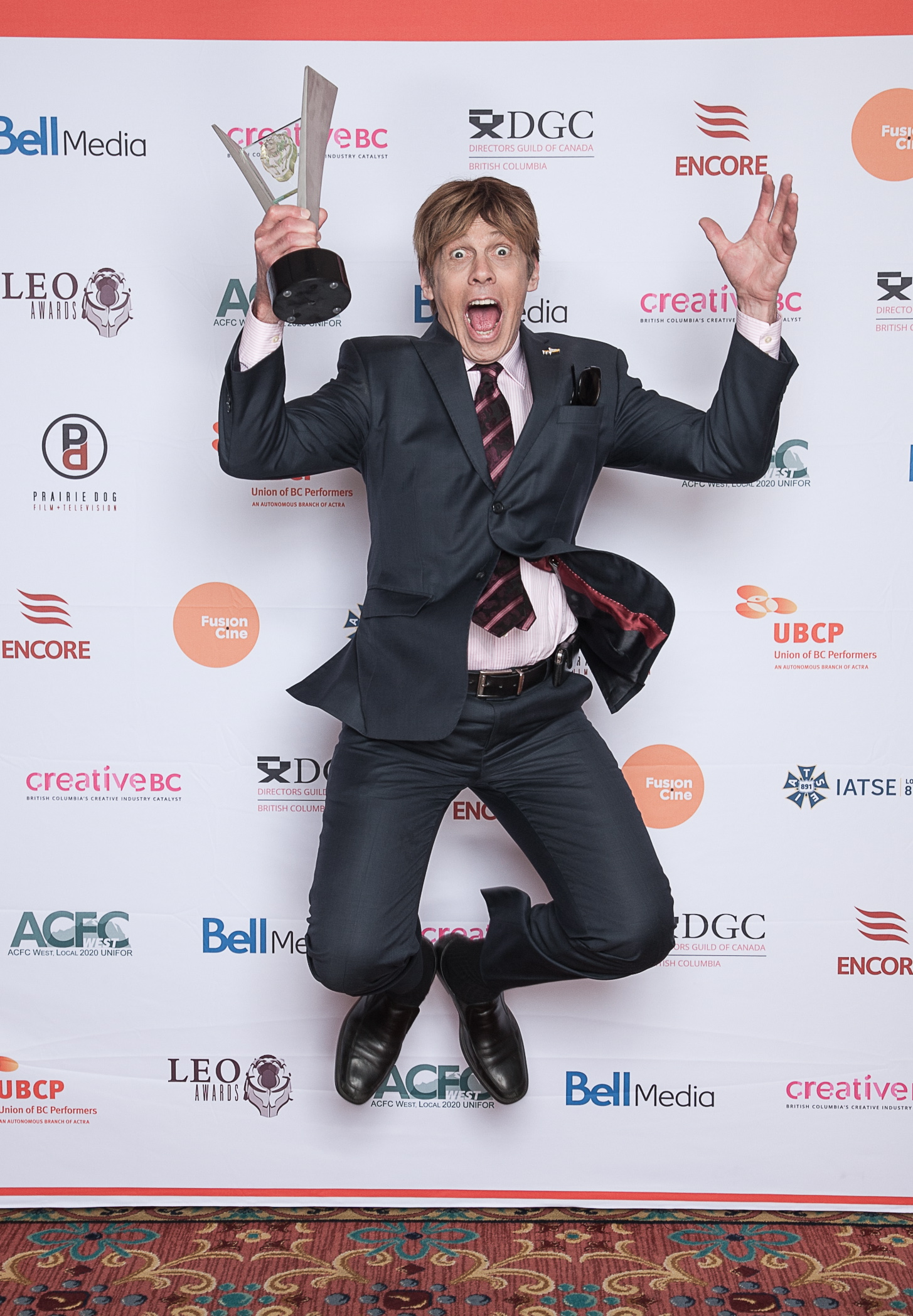 A little jump for joy winning a Leo Award for my role as 