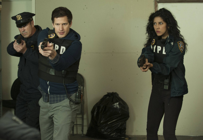 Still of Andy Samberg and Stephanie Beatriz in Brooklyn Nine-Nine (2013)