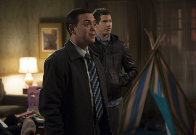 Still of Joe Lo Truglio and Andy Samberg in Brooklyn Nine-Nine (2013)