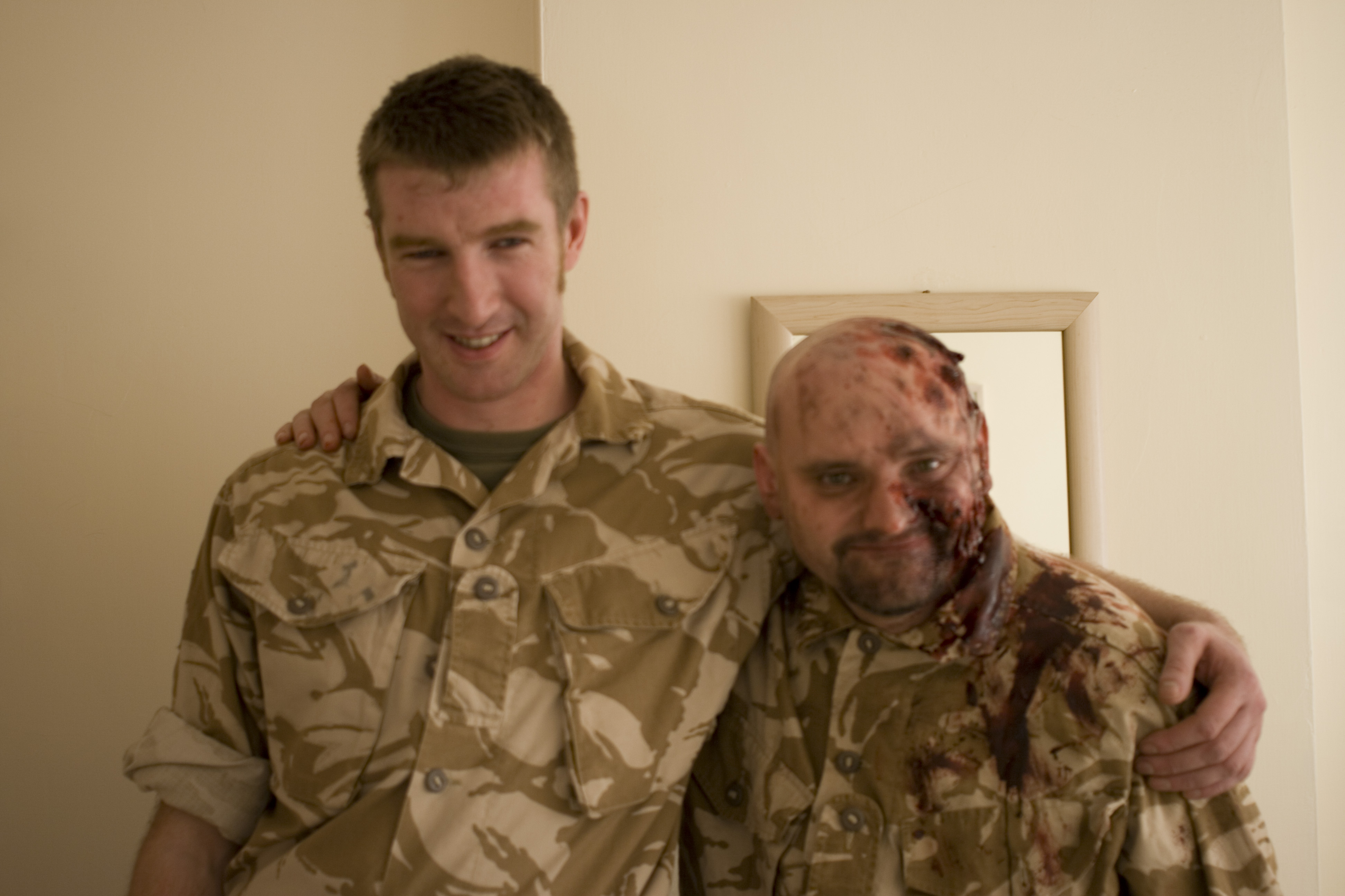 Terrence Betts (right) with Graham Robson on the set of 