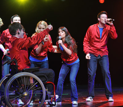 Lea Michele, Cory Monteith and Kevin McHale at event of Glee (2009)