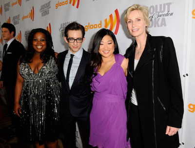 Jane Lynch, Kevin McHale, Jenna Ushkowitz and Amber Riley