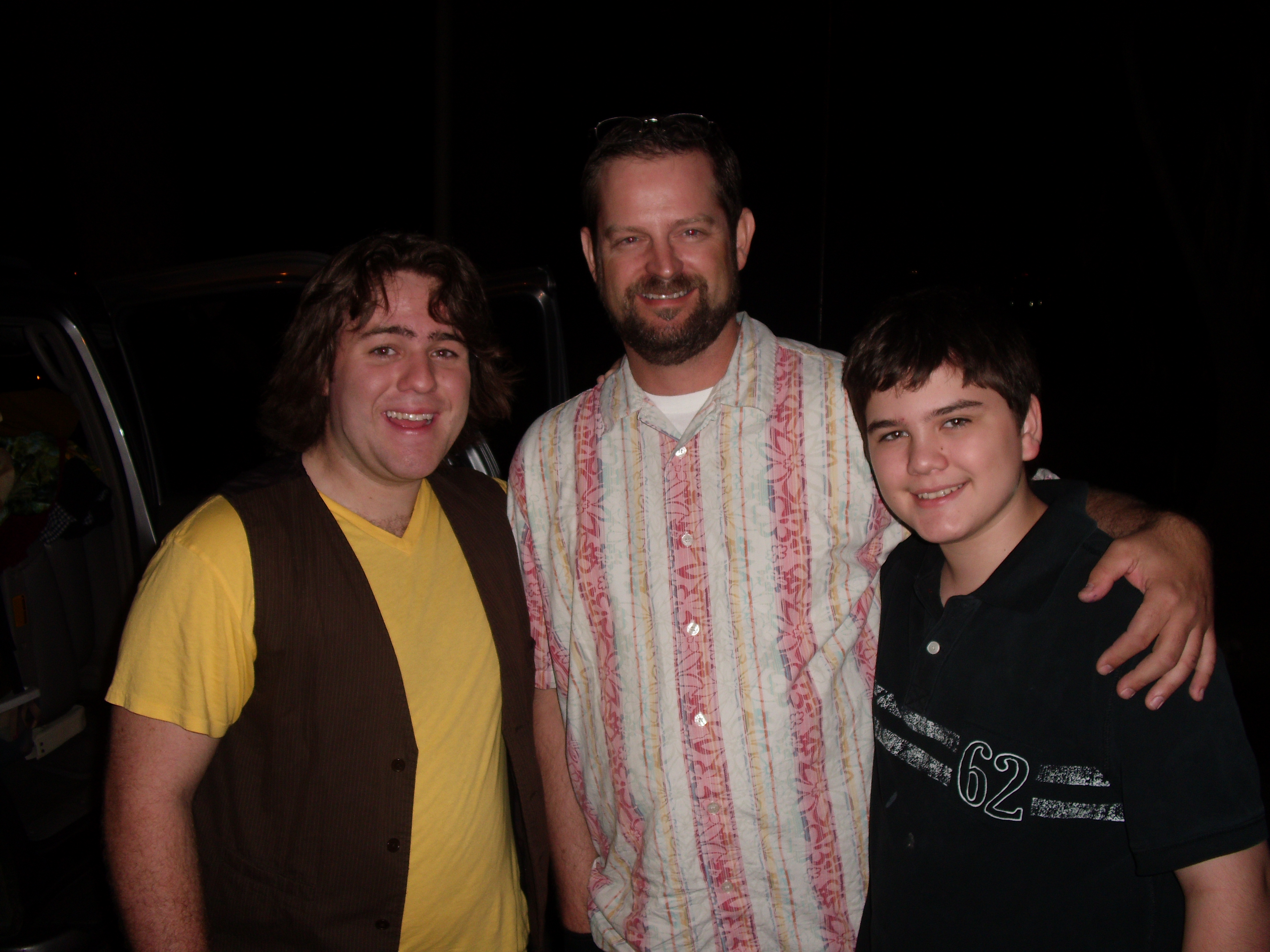 Sean Patrick Flaherty, Kevin Flaherty, and Jameson Moss (Easy A) on the set of Not Your Time.