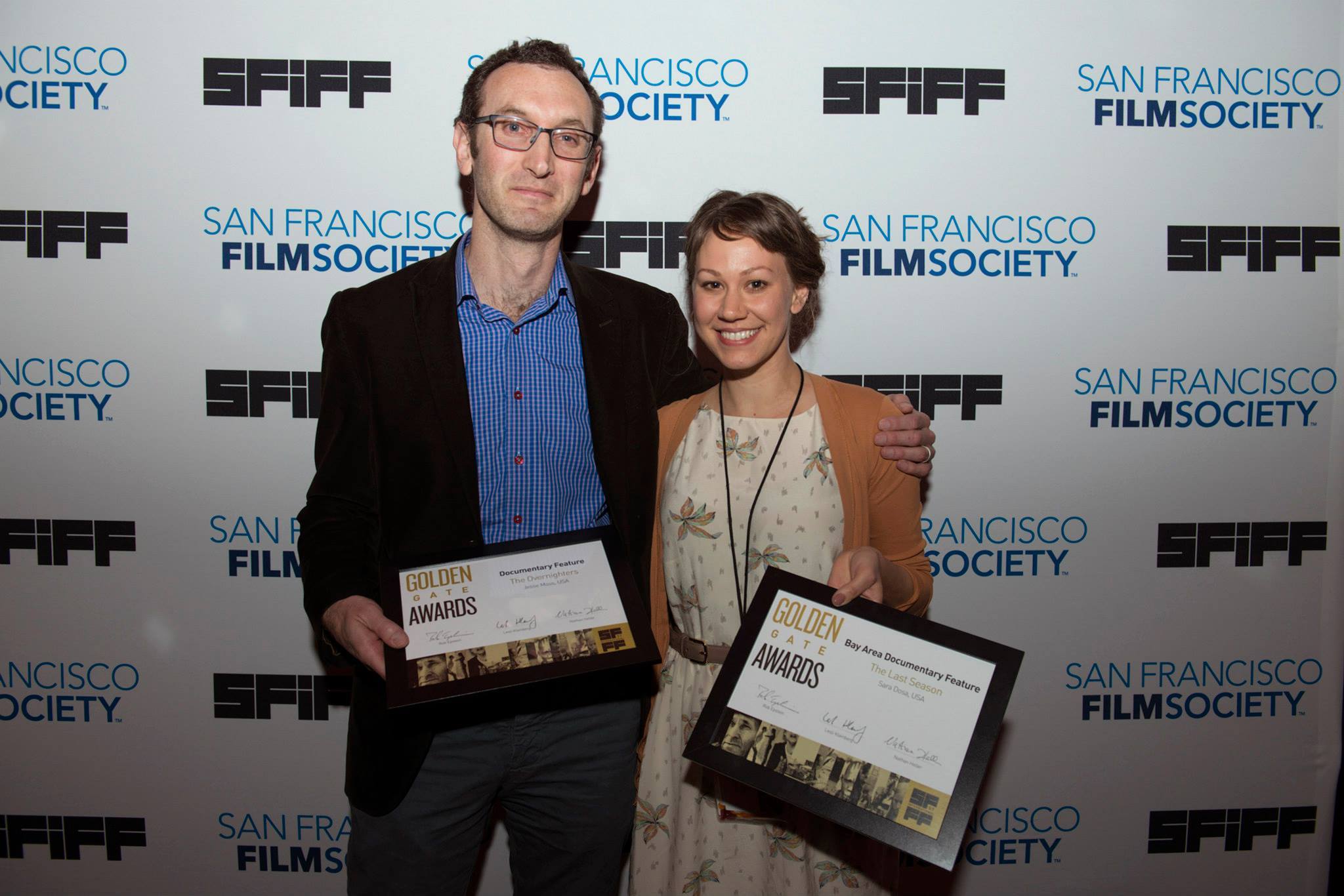 Sara Dosa wins a Golden Gate Award at SFIFF '14 for the feature doc THE LAST SEASON, alongside THE OVERNIGHTERS director, Jesse Moss