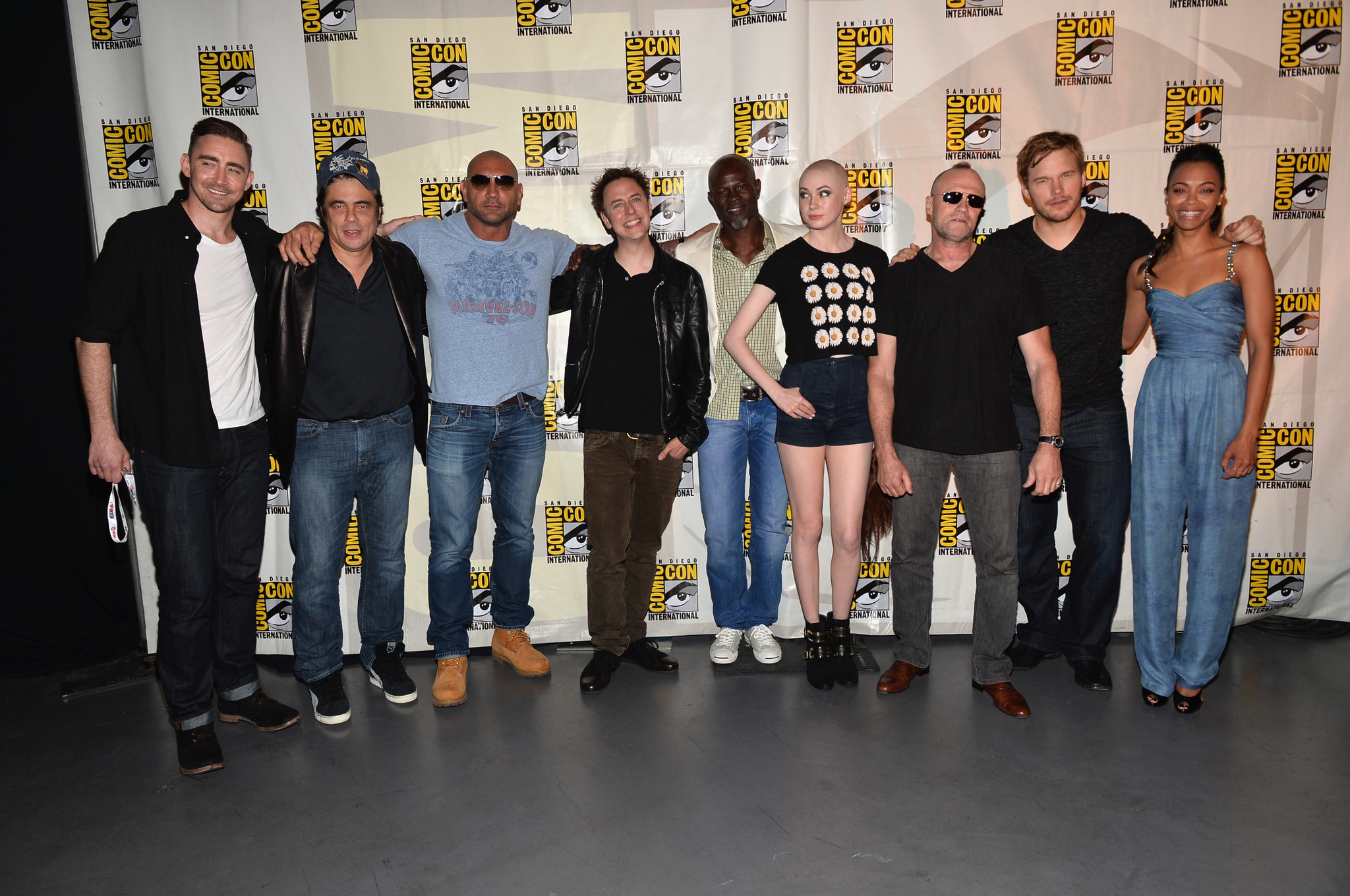 Benicio Del Toro, Djimon Hounsou, James Gunn, Chris Pratt, Michael Rooker, Zoe Saldana, Dave Bautista, Lee Pace and Karen Gillan