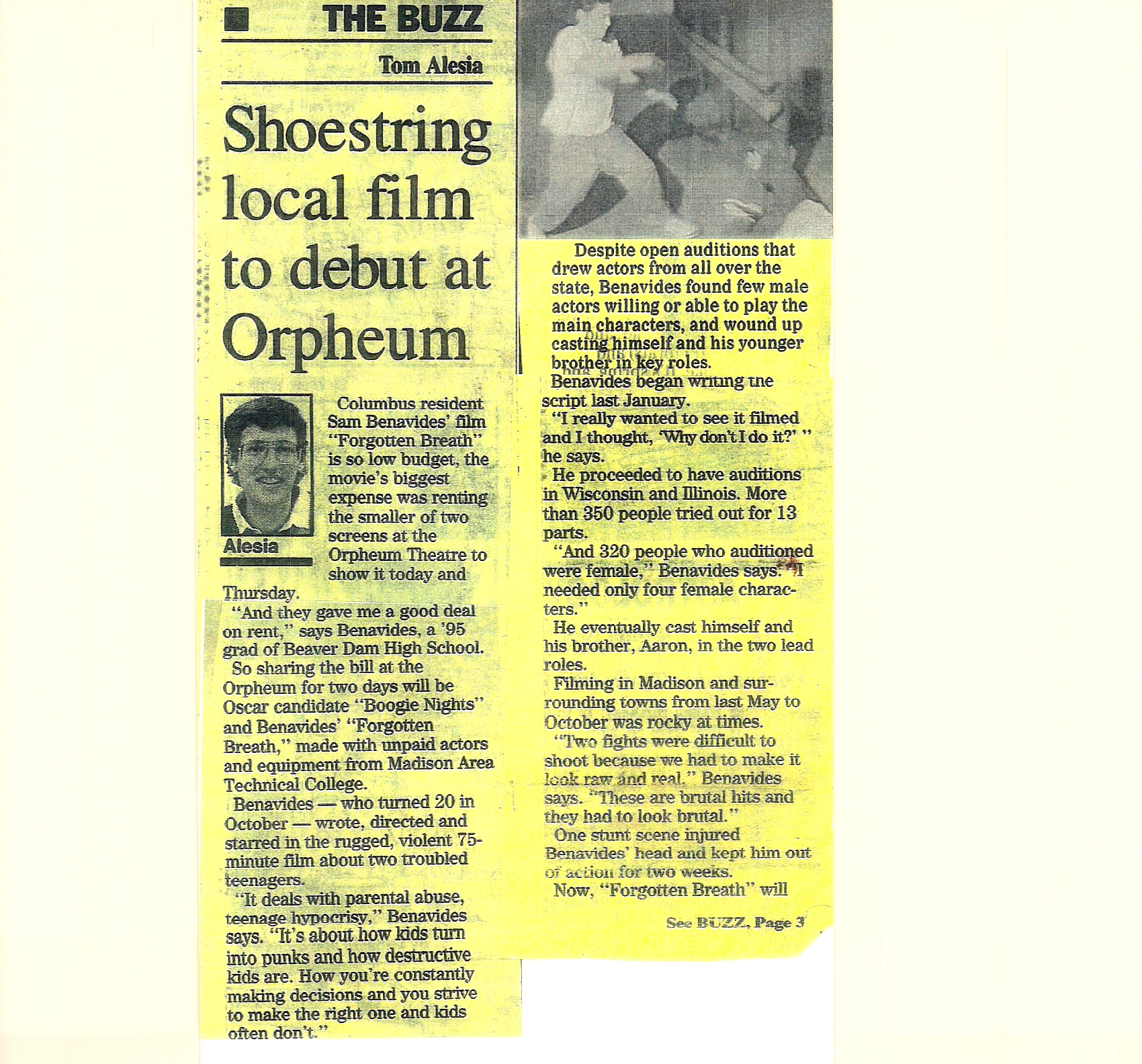 Wisconsin State Journal on writer/director/producer Samuel N. Benavides first feature film 
