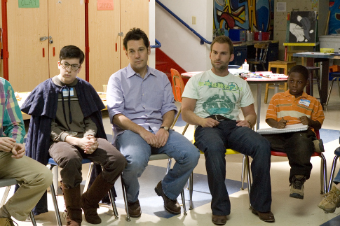 Still of Seann William Scott, Paul Rudd and Christopher Mintz-Plasse in Vyriskas auklejimas (2008)