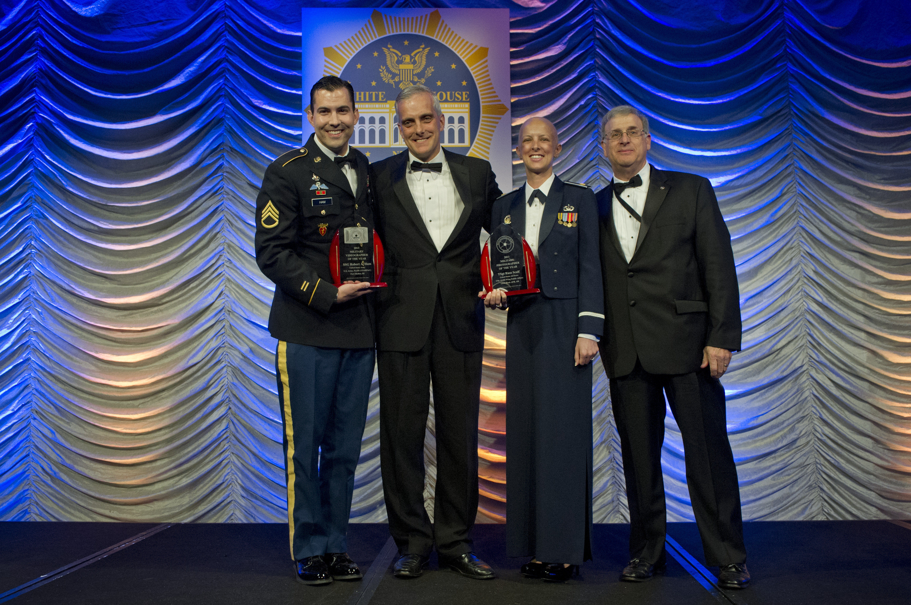 Robert receiving the Military Videographer of the Year in Washington D.C., 2013.