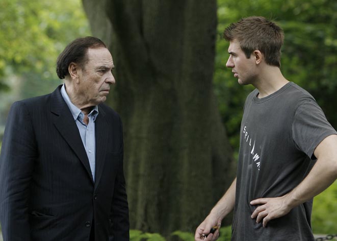 Rip Torn and Robert Postrozny on the set of Bridge of Names