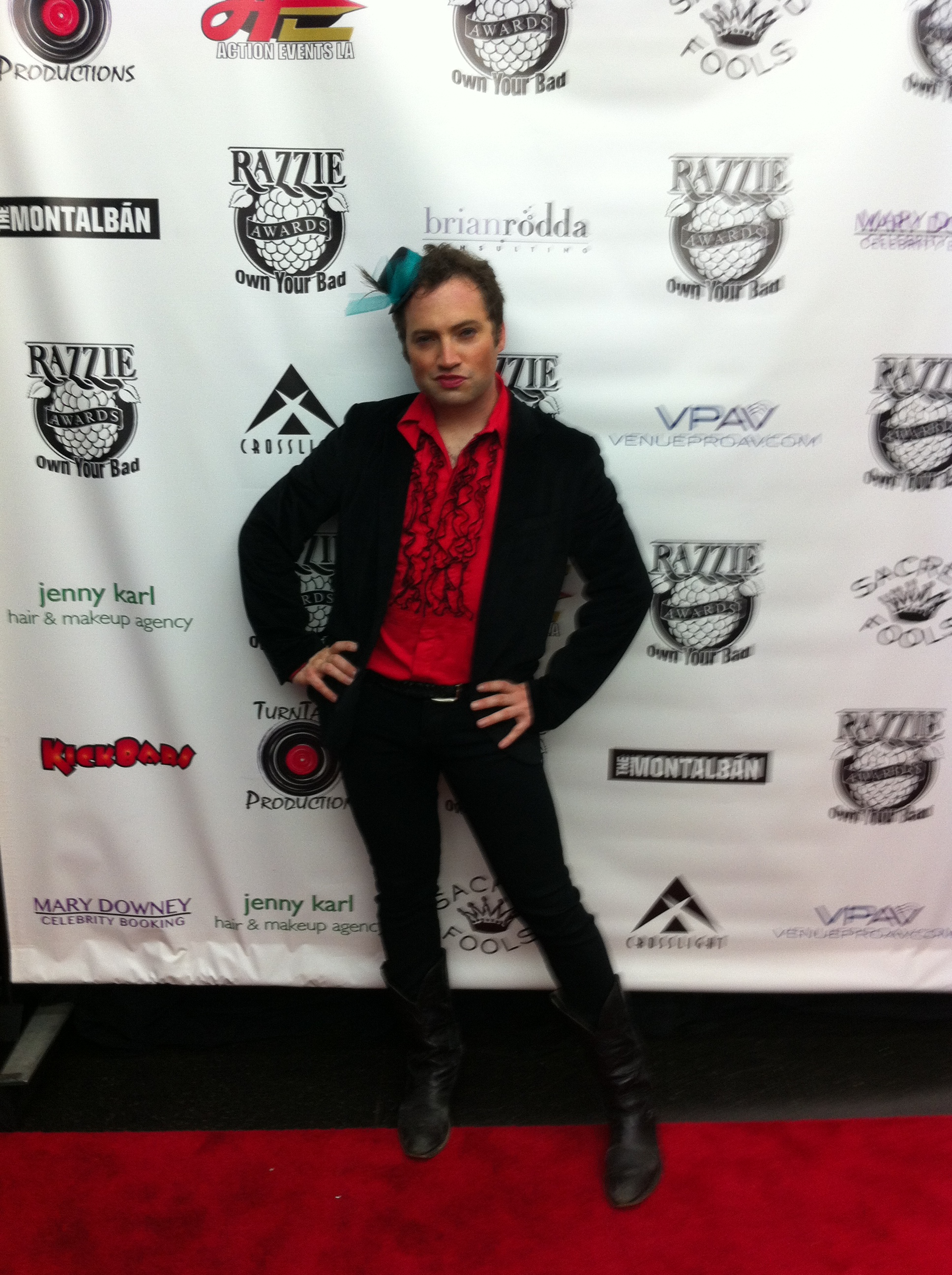 Amir Levi on the red carpet for the Razzies 2015