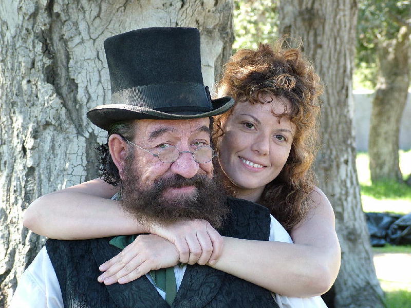 Jesse and saloon gal ready to go on set of HBO's Deadwood. 2006.