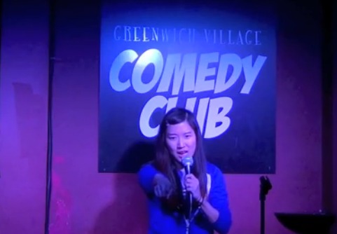 Natalie Kim performing standup at Greenwich Village Comedy Club