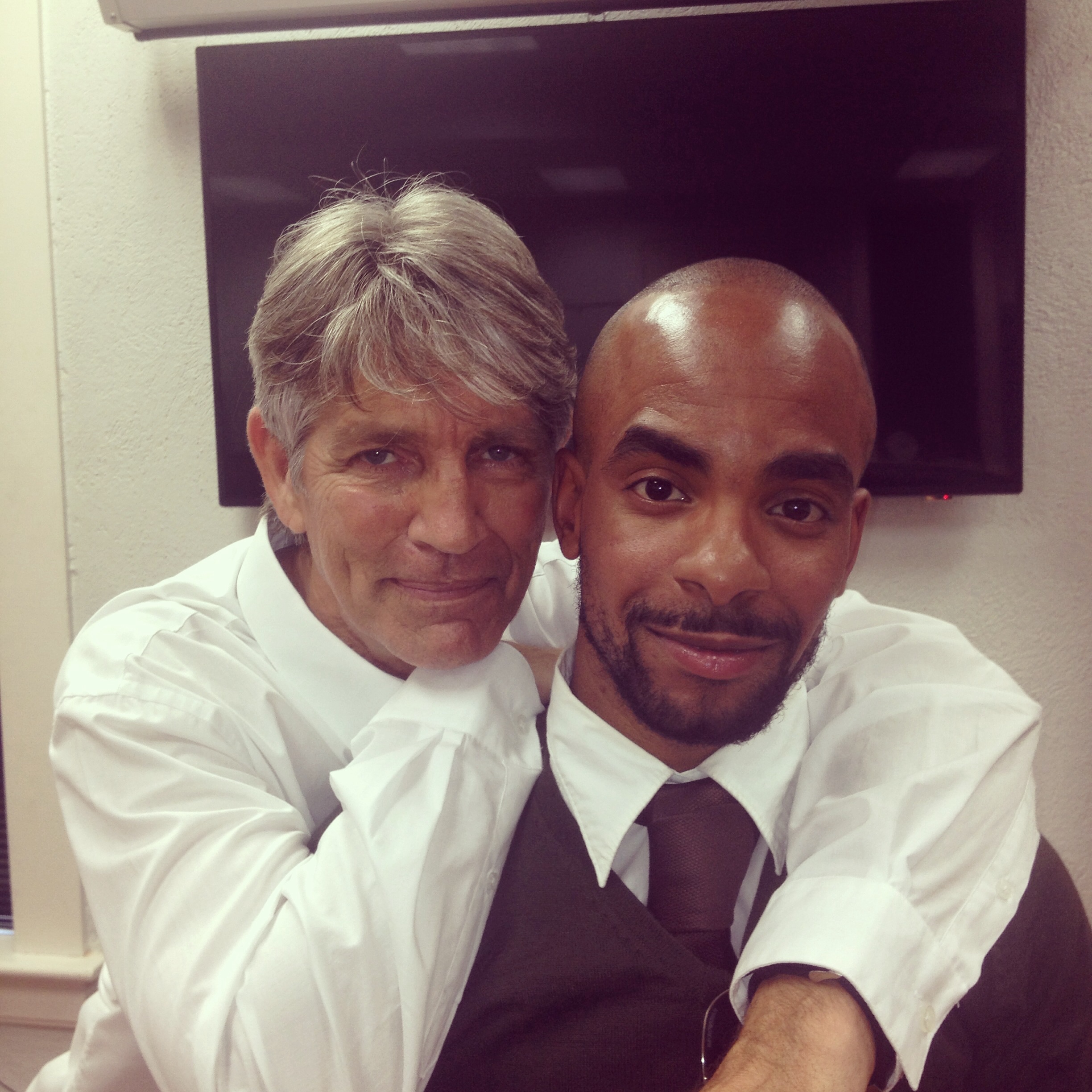 Phil Adkins and three time golden globe nominee and academy award nominee Eric Roberts on the set of the Summoning.