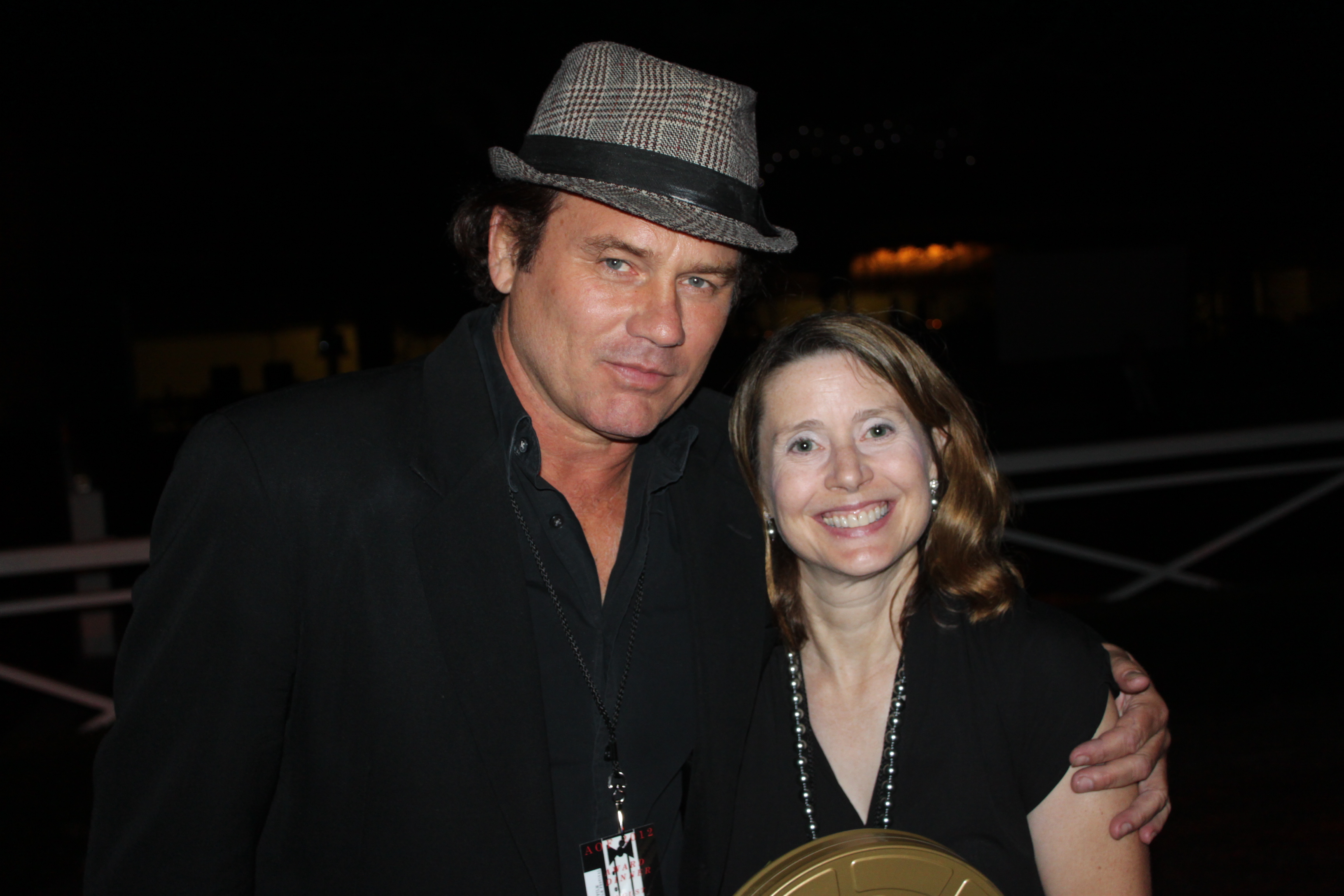 Colleen with Richard Tyson at the AOF Black Tie event at Santa Anita. She won the Write Bros. Excellence in Comedy award for her feature Romantic Comedy script 