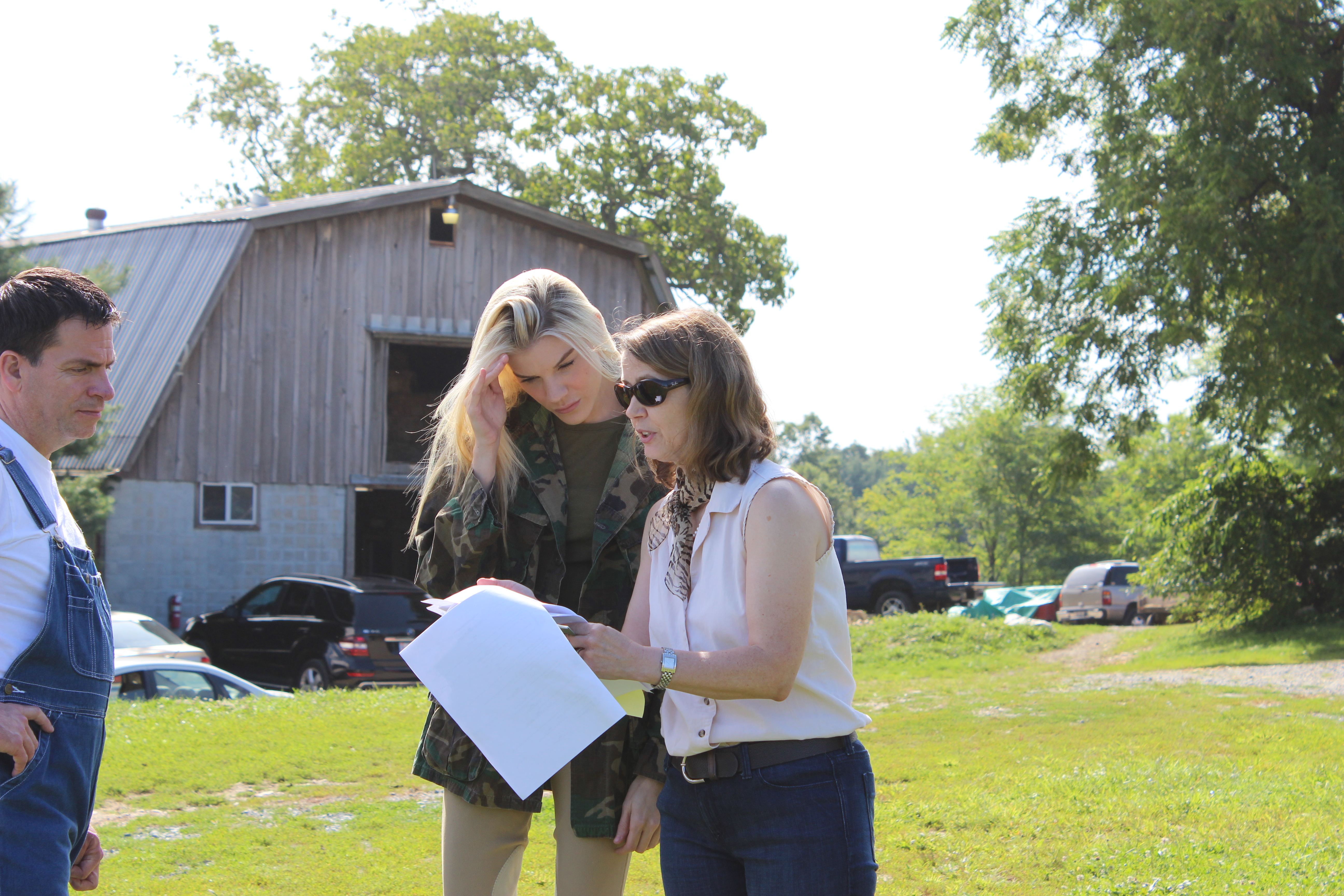 Colleen reviews a scene with Melissa Martinelli (Sunny Hill) on the set of the HAPPY ACRES pitch trailer which is an abridged version of her screenplay which she wrote, produced, and directed.