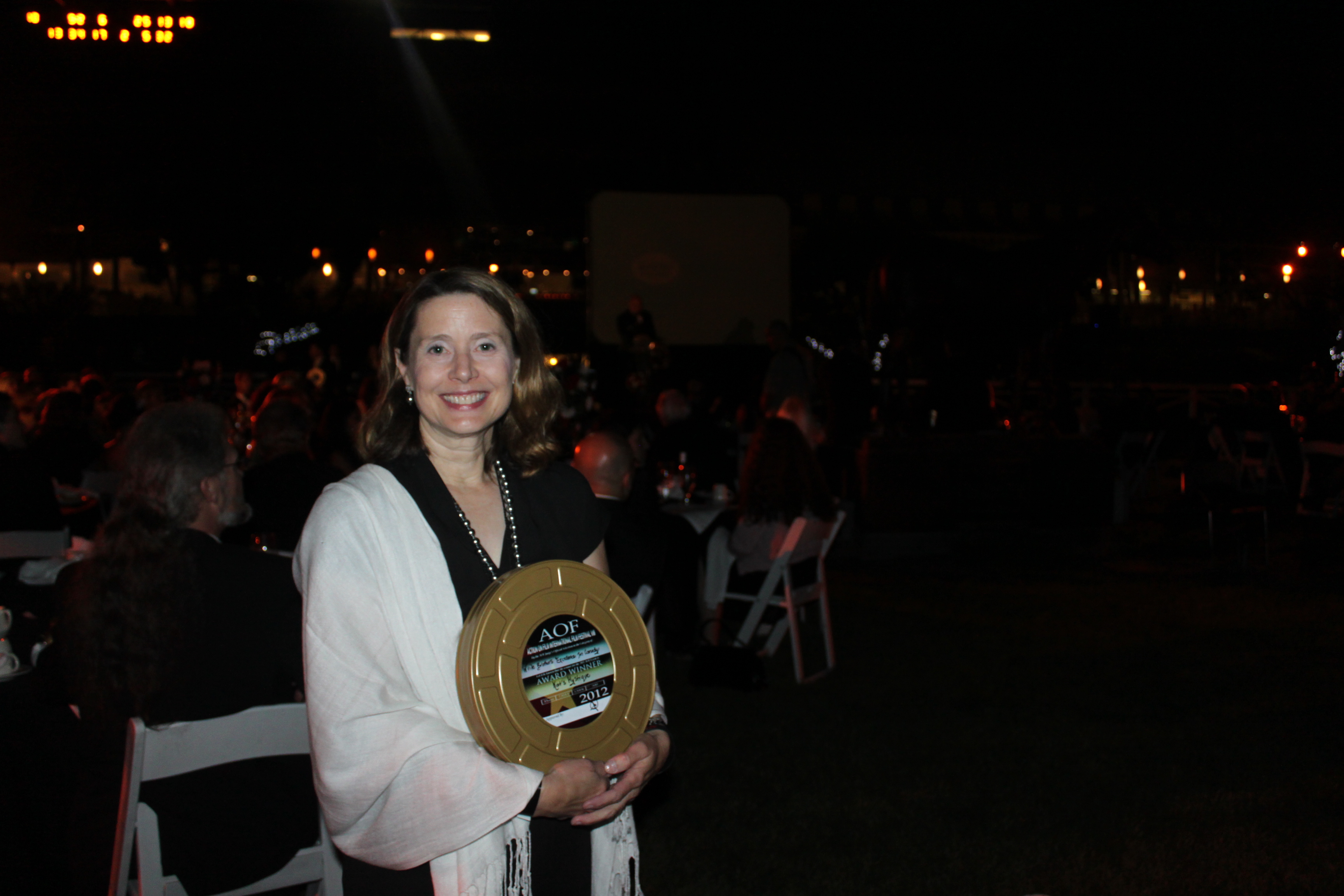 Colleen at the AOF Black Tie event at Santa Anita Racetrack. She won the 