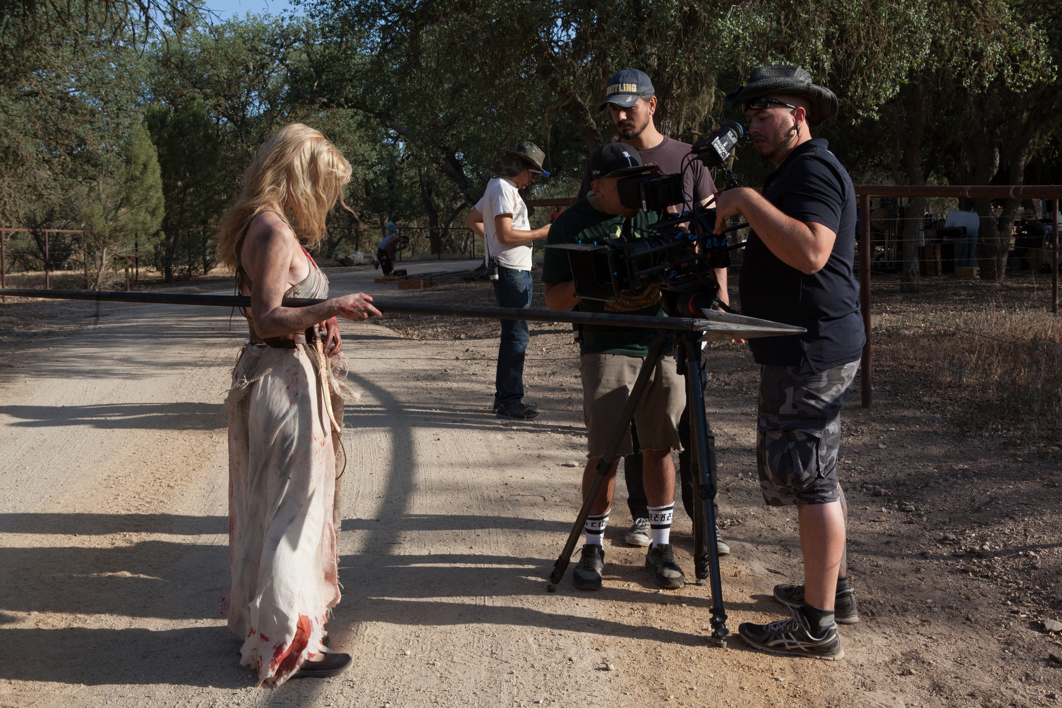 Director Matt Hish with actress Hannah Cowley behind the scenes in Paso Robles