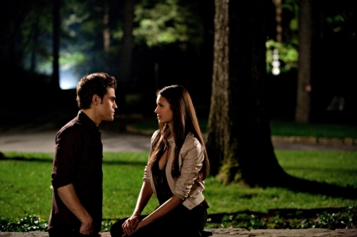 Still of Paul Wesley and Nina Dobrev in Vampyro dienorasciai (2009)