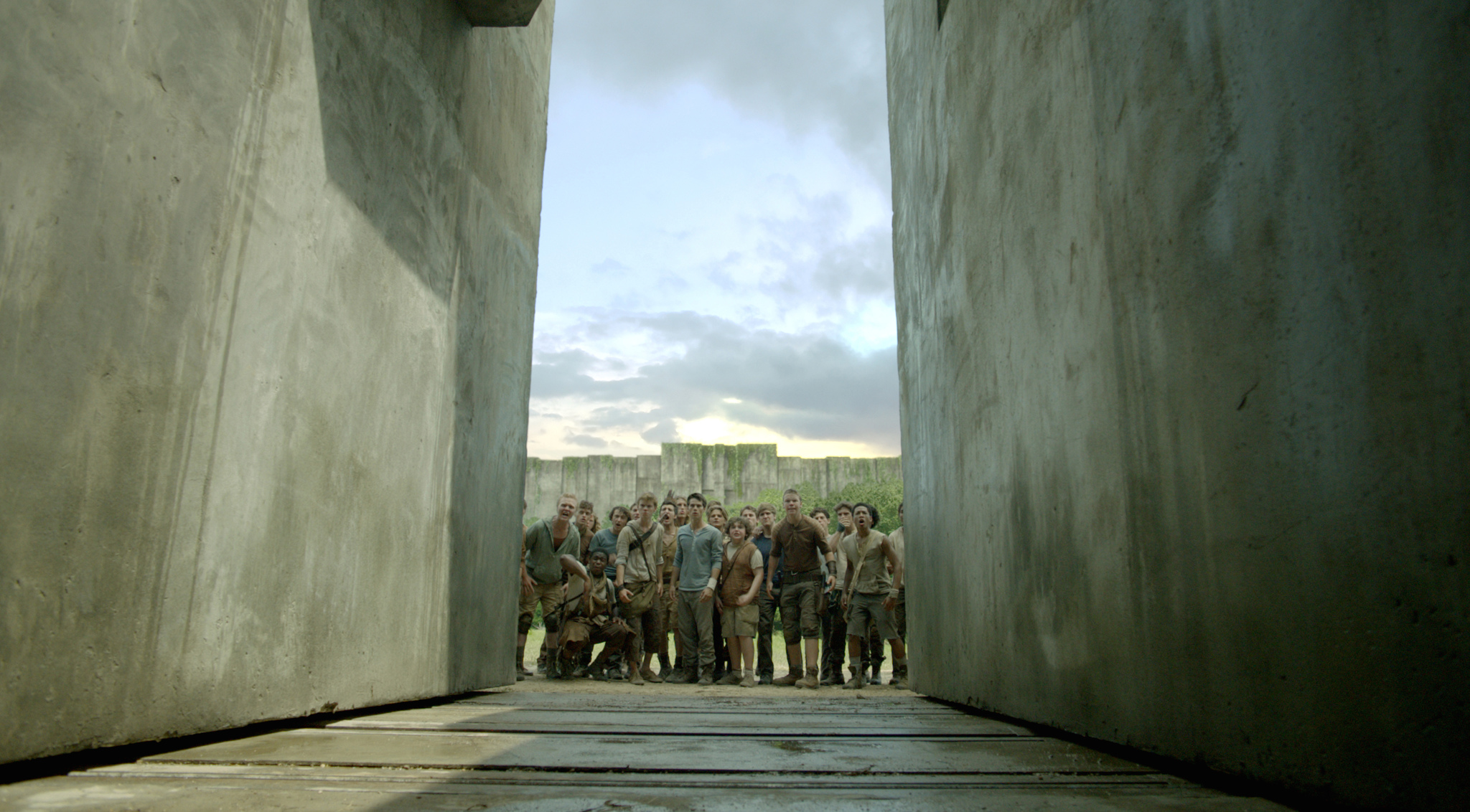 Still of Thomas Brodie-Sangster, Will Poulter, Dylan O'Brien and Blake Cooper in Begantis labirintu (2014)