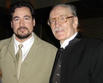 Rob Simone and Forrest J Ackerman - one of science fiction's staunchest spokesmen and promoters