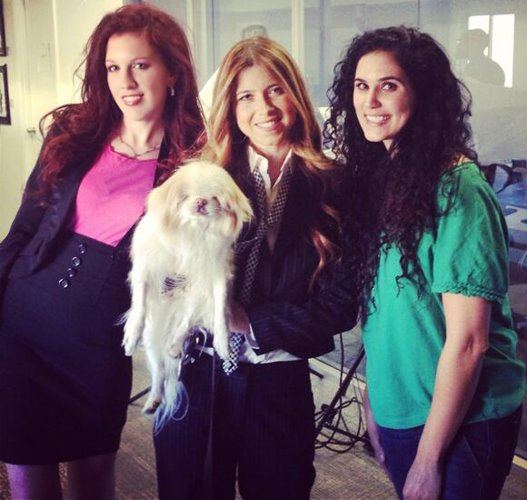Meggan on the set of the 'Runaway' music video from Vegan Boss with Simone Reyes, Yoda and Anna Fortino.