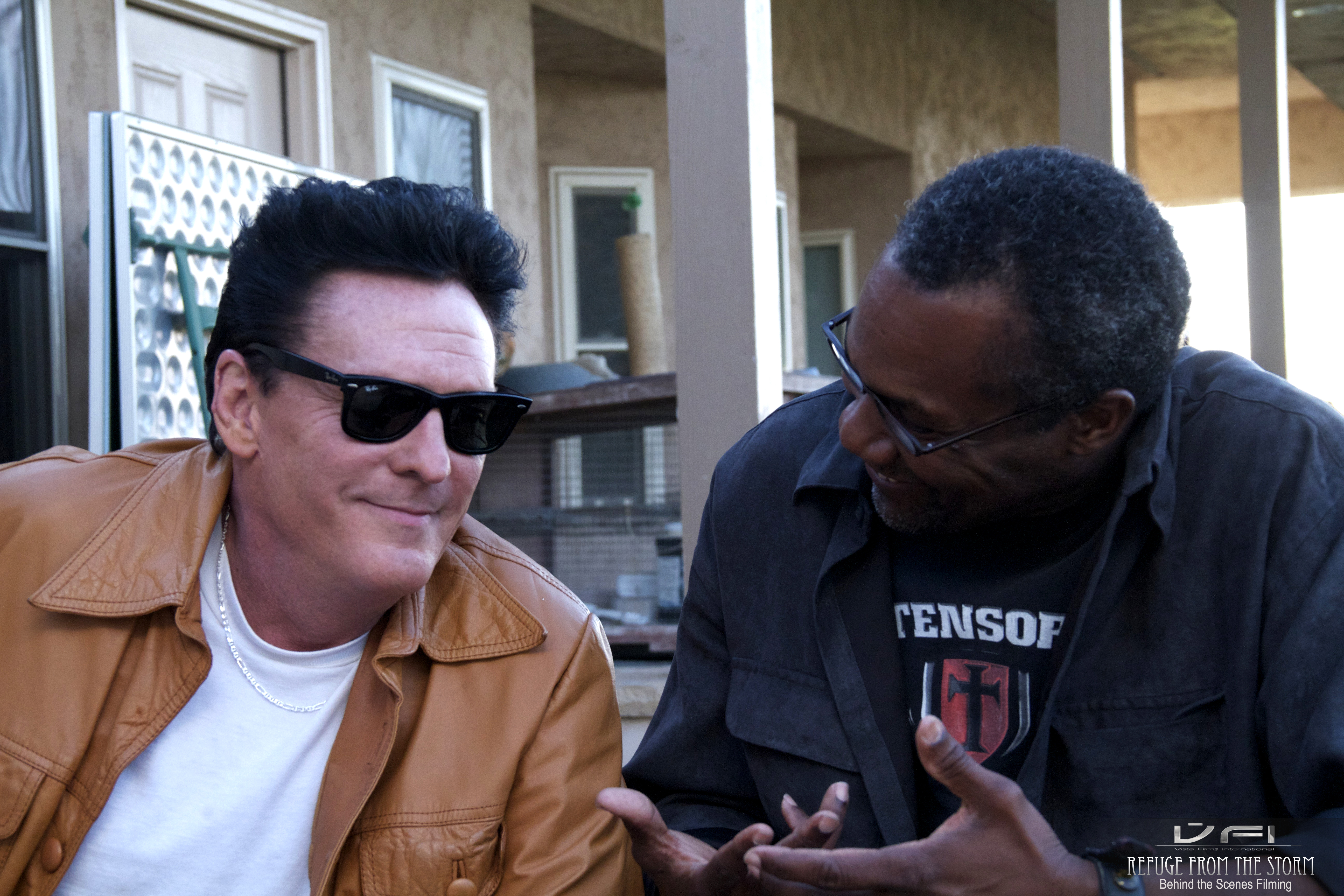 Actor Michael Madsen and Director Elais Acosta on set of 