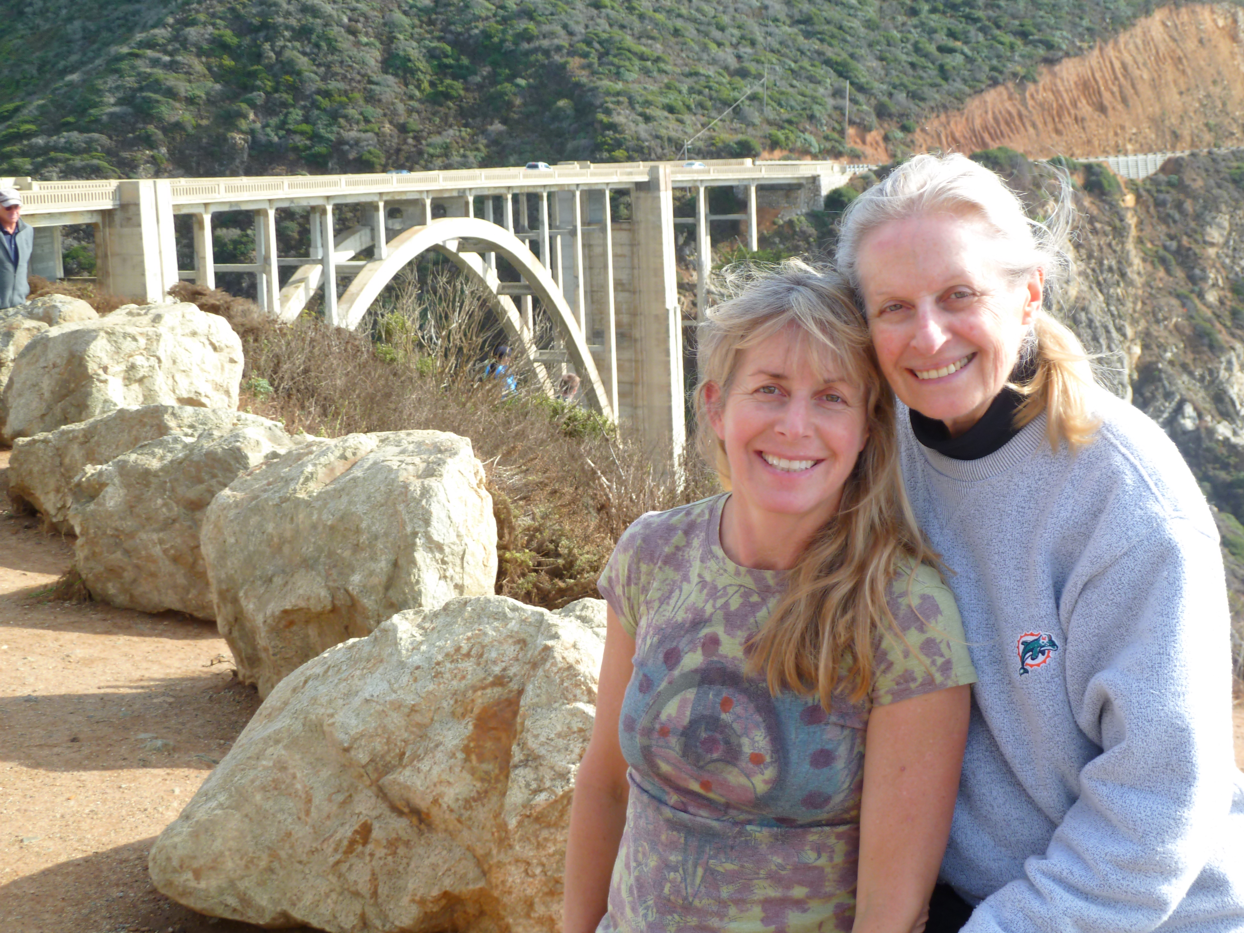LAYA GELFF with her daughter, KAREN GELFF MACK, at Big Sur bridge.