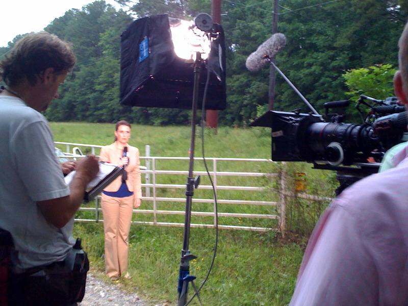 Stacey Turner on the set of The Gates on ABC